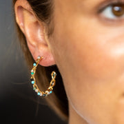 créoles tressées pierres turquoise